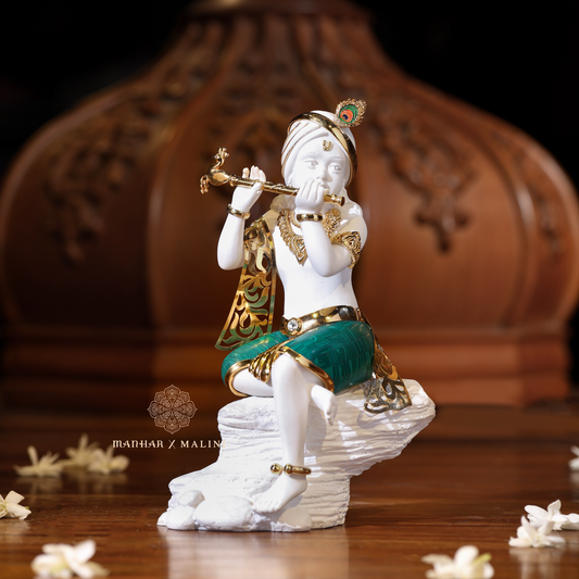 Sitting Krishna (Green Dhoti)